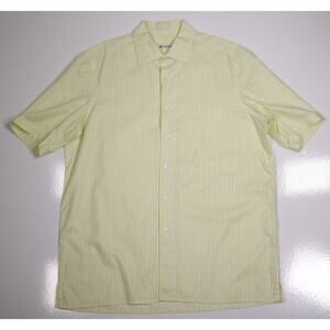 Domenico Vacca Lime Green White Short Sleeve Button Up Shirt (44) 17.5-